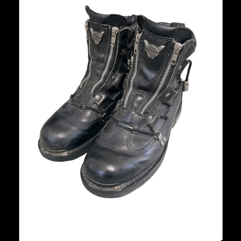 Harley-Davidson BRAKE LIGHT Double Zip Leather Motorcycle Boots